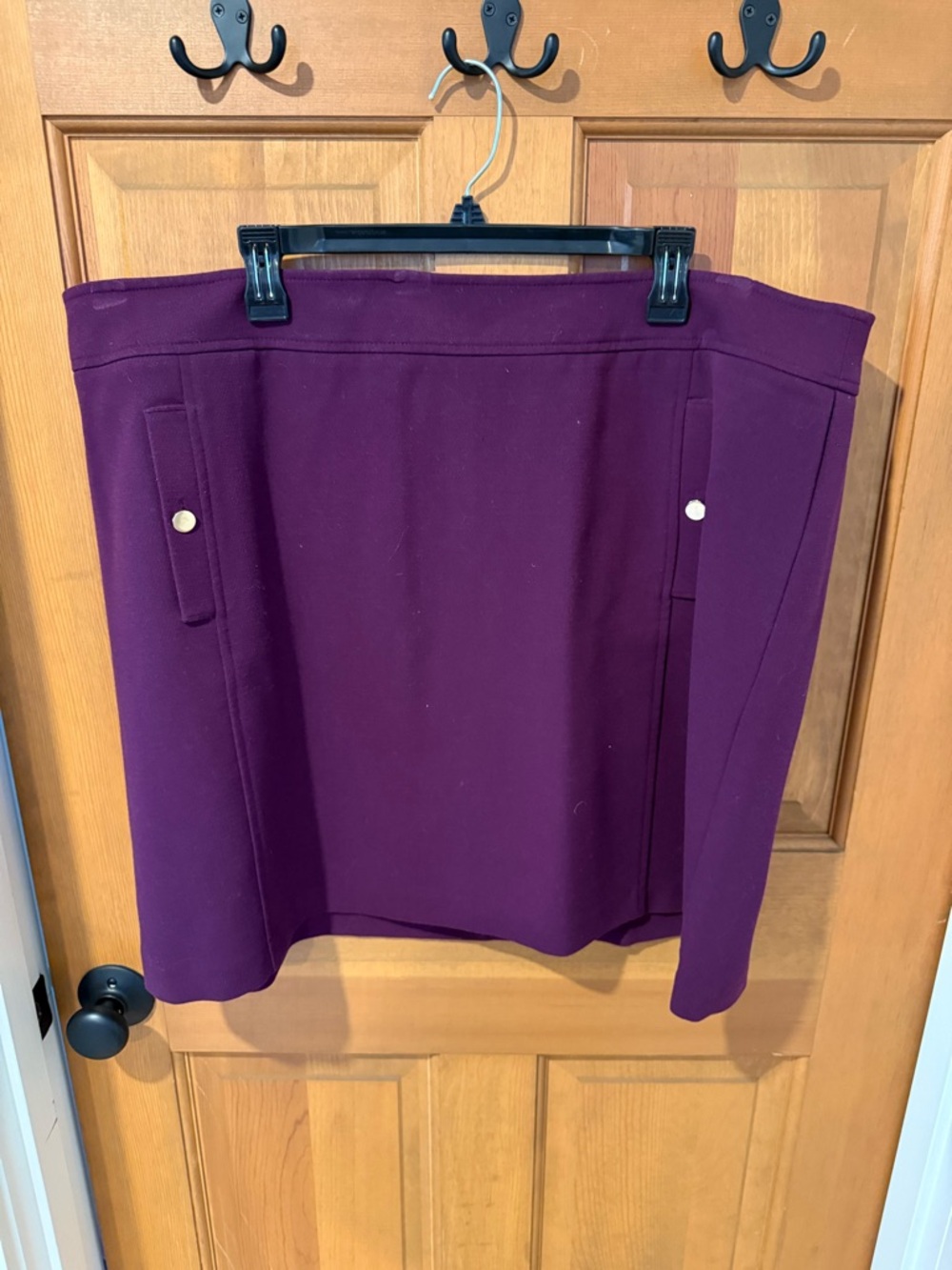 LOFT Deep Purple Pencil Skirt with Button Trim